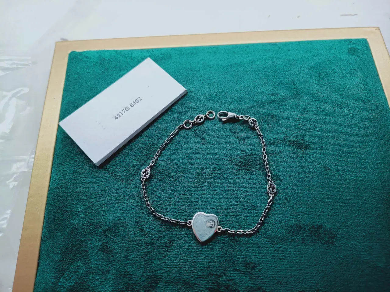 Gucci Blue Silver Heart-Shaped Enamel Brooch 6