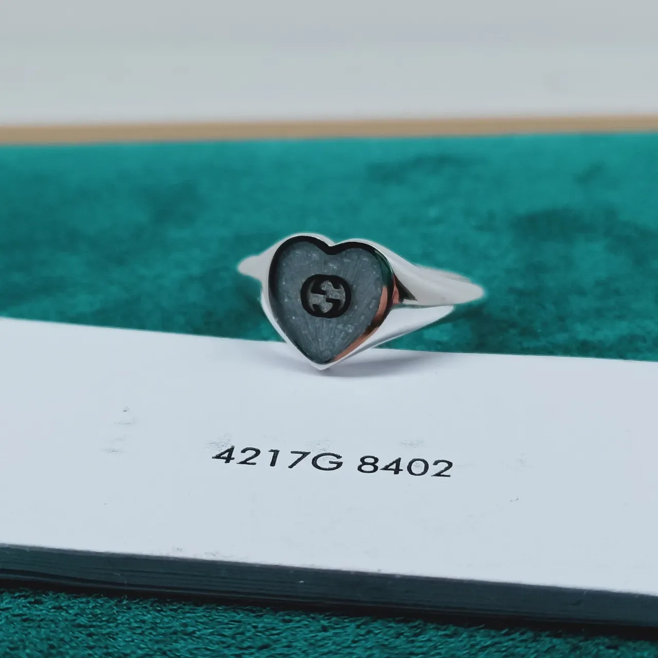 Gucci Blue Silver Heart-Shaped Enamel Brooch 8