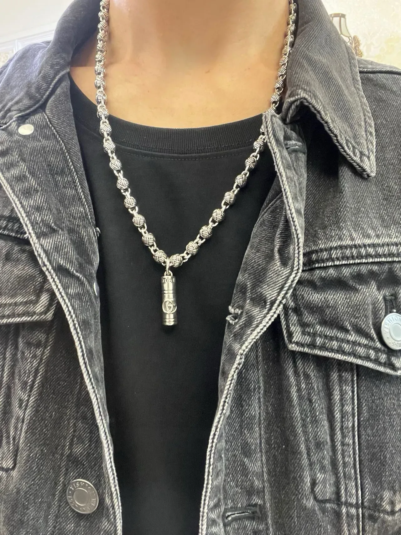 Gucci Collier Chaîne Tressée Pendentif Cylindrique 2