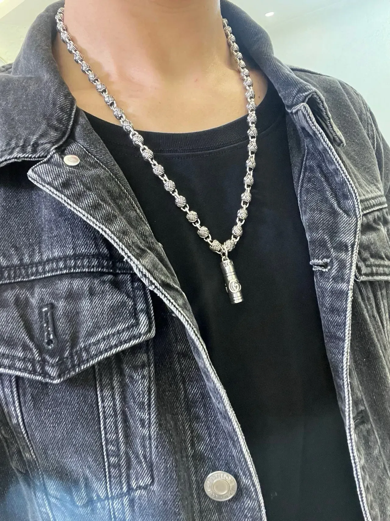 Gucci Collier Chaîne Tressée Pendentif Cylindrique 8