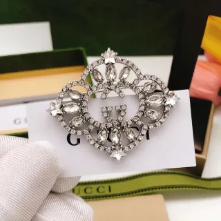 Gucci Crystal-Encrusted Interlocking GG Brooch