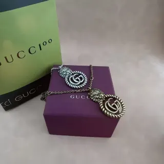 Gucci Dionysus রুপো বেগুনি শের হেড মোটিফ Interlocking GG Logo হার