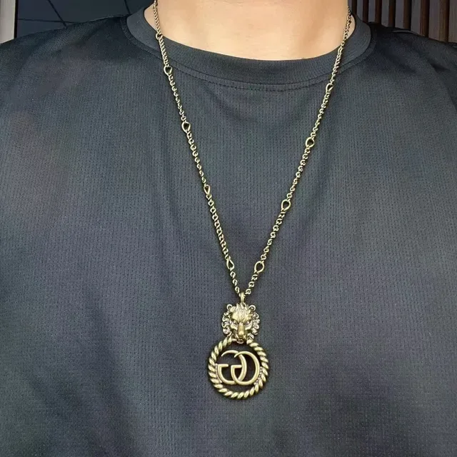 Gucci Dionysus Prata Roxo Motivos Cabeça de Leão Interlocking GG Logo Colar 2