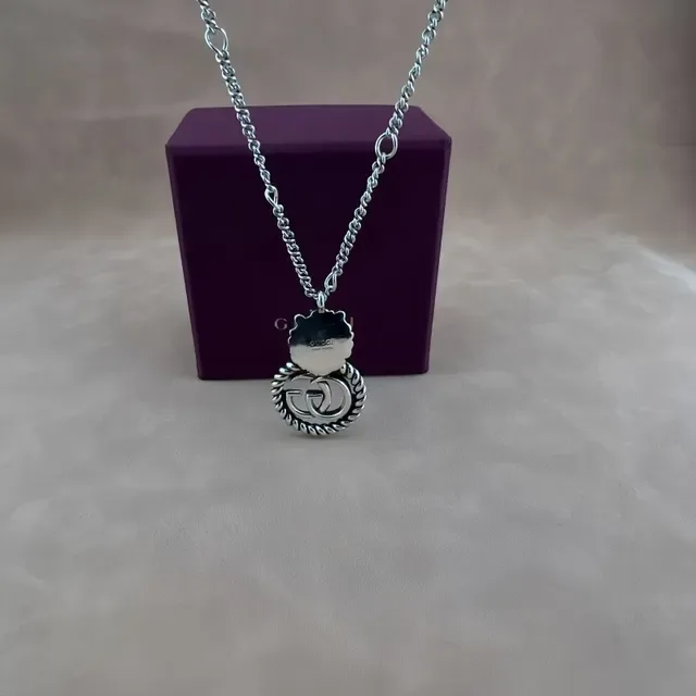 Gucci Dionysus Prata Roxo Motivos Cabeça de Leão Interlocking GG Logo Colar 4