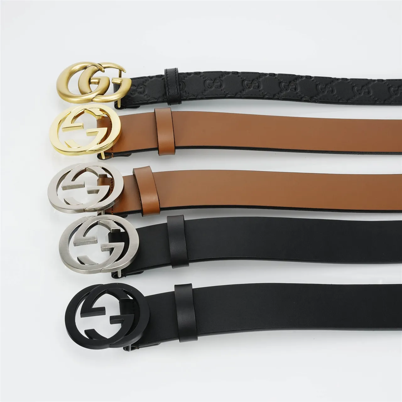 Cinto Gucci Double G Marrom Dourado Liso Fechadura Interlocking Couro 2