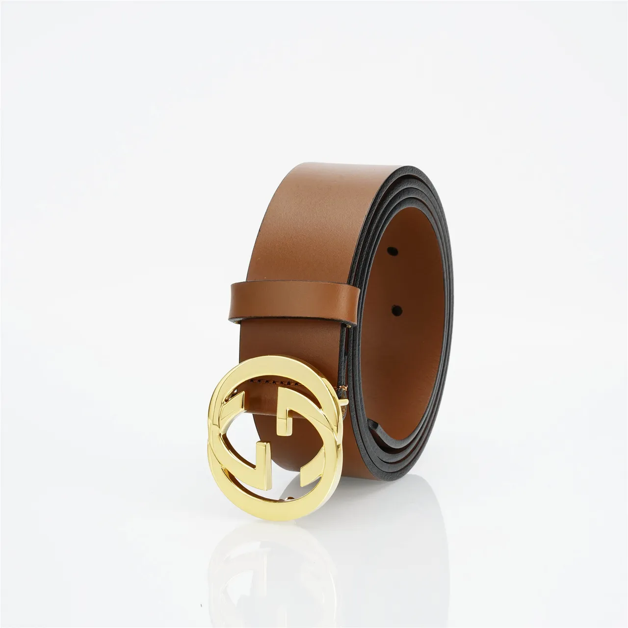 Cinto Gucci Double G Marrom Dourado Liso Fechadura Interlocking Couro 7