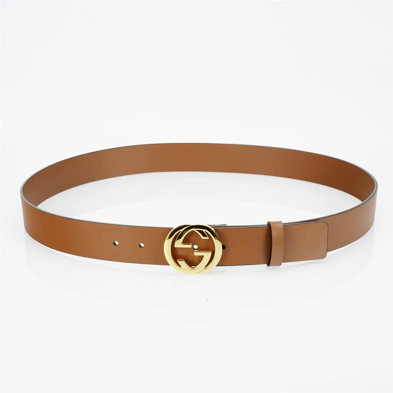 Cinto Gucci Double G Marrom Dourado Liso Fechadura Interlocking Couro 9