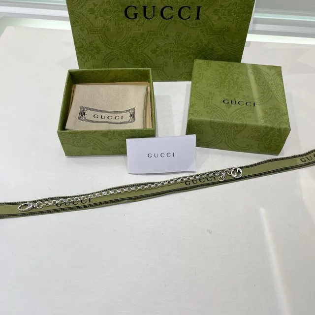 Gucci Double G Encanto Pulsera de Cadena Acabado Plateado 2