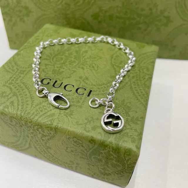 Gucci Double G Encanto Pulsera de Cadena Acabado Plateado 5