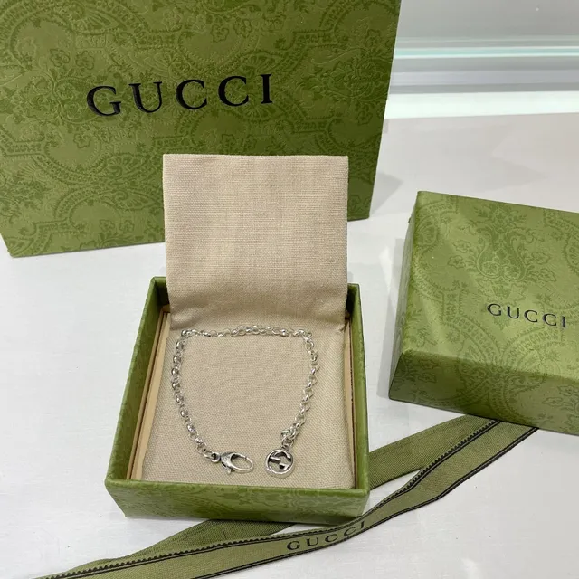 Gucci Double G Encanto Pulsera de Cadena Acabado Plateado 6