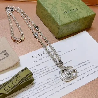 Gucci Double G Interlocking Logo Collier Chaîne Argent