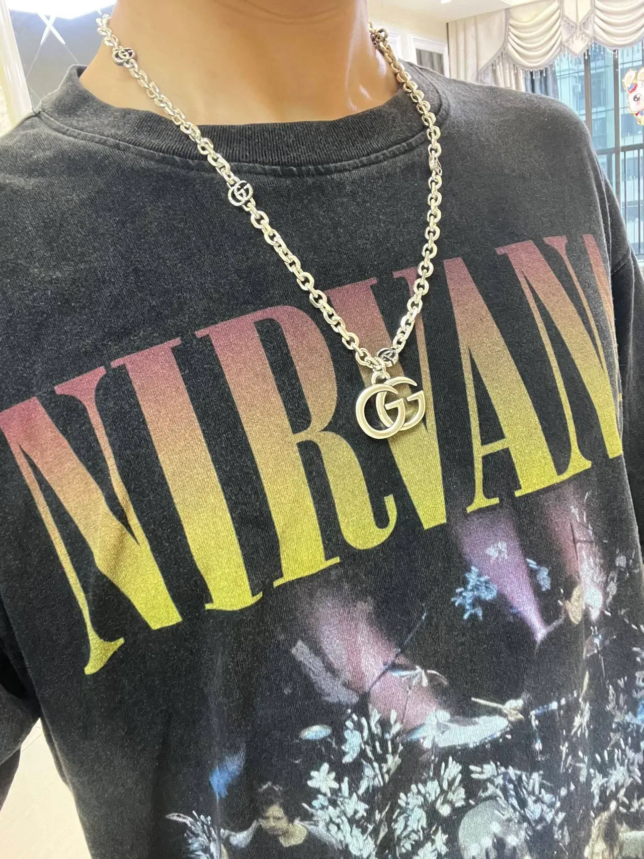 Gucci Double G Interlocking Logo Silver Chain Necklace 2