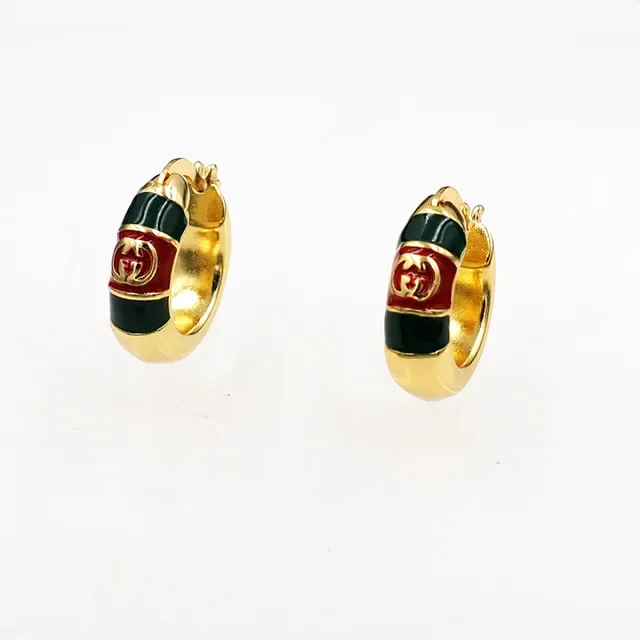 Pendientes de aro Gucci con rayas de esmalte y G entrelazada 4