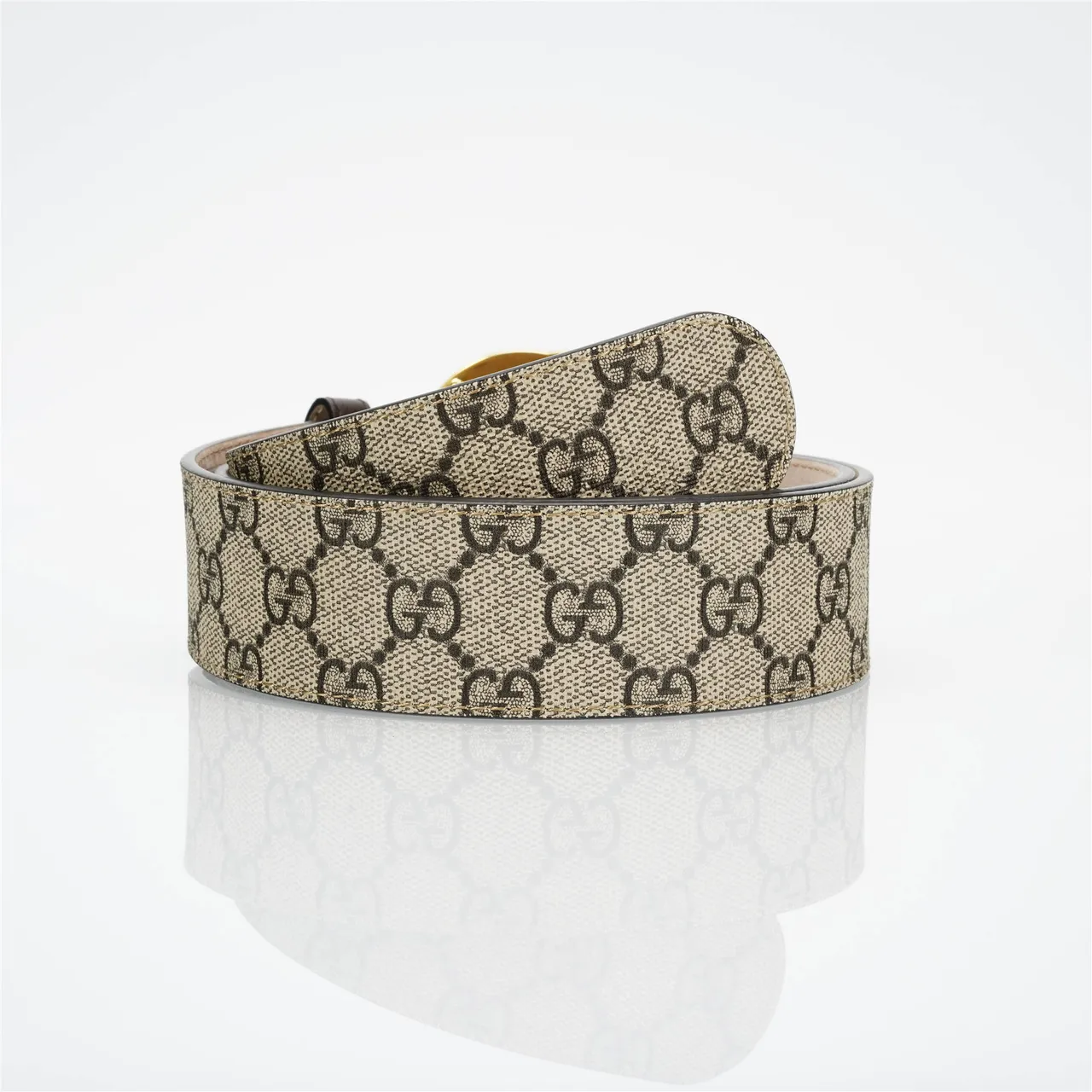 Gucci GG Marmont Cinturón de cuero Beige y Negro GG Monogram 4
