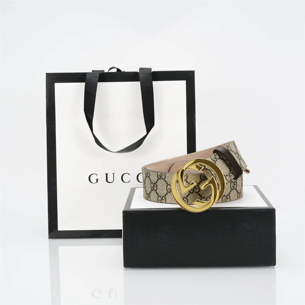 Gucci GG Marmont Cinturón de cuero Beige y Negro GG Monogram 5
