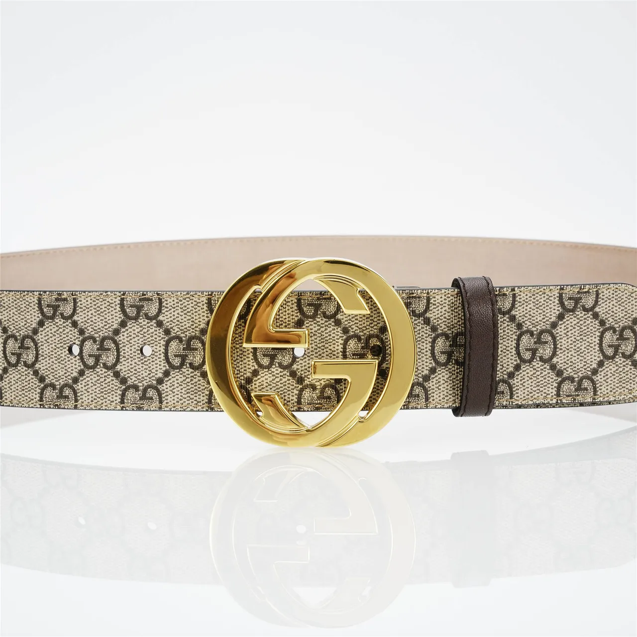 Gucci GG Marmont Cinturón de cuero Beige y Negro GG Monogram 9