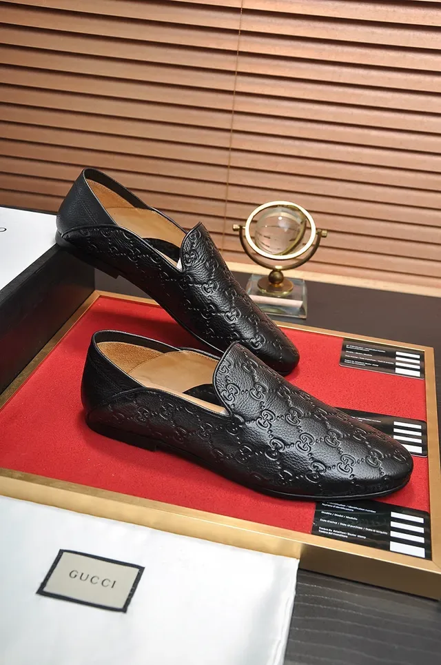 Gucci GG Marmont Black Beige Embossed Monogram Smooth Leather Loafer 5