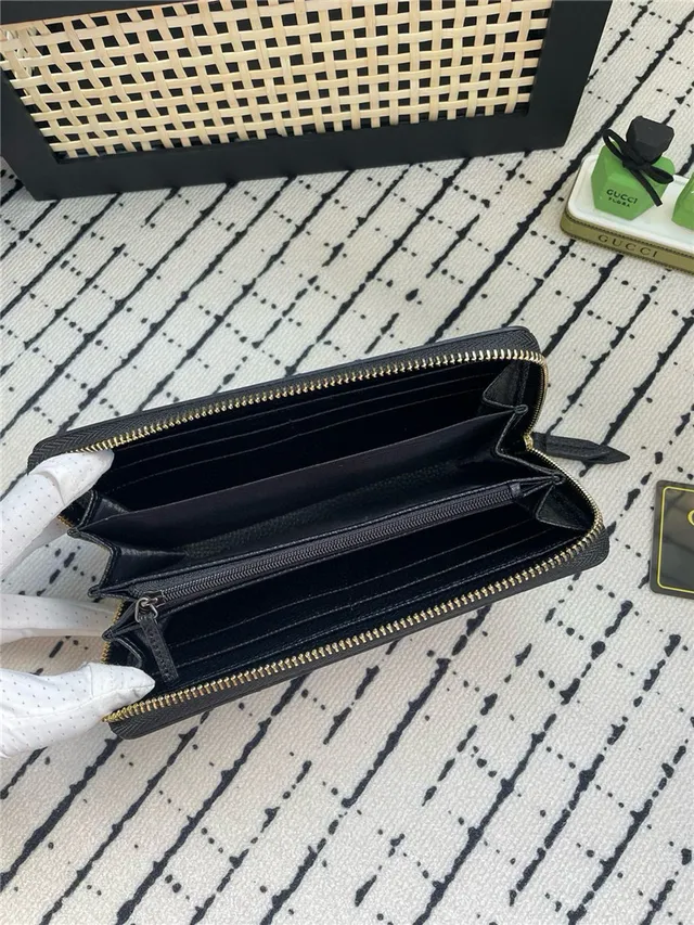Gucci GG Marmont Negro Chevron-Quilted Billetera Larga 4