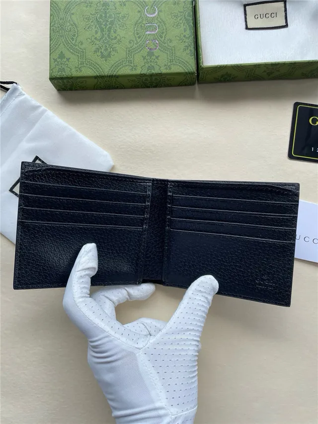 Gucci GG Marmont 黑色压花单色短款钱包 4