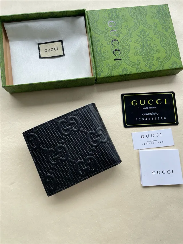 Gucci GG Marmont 黑色压花单色短款钱包 6