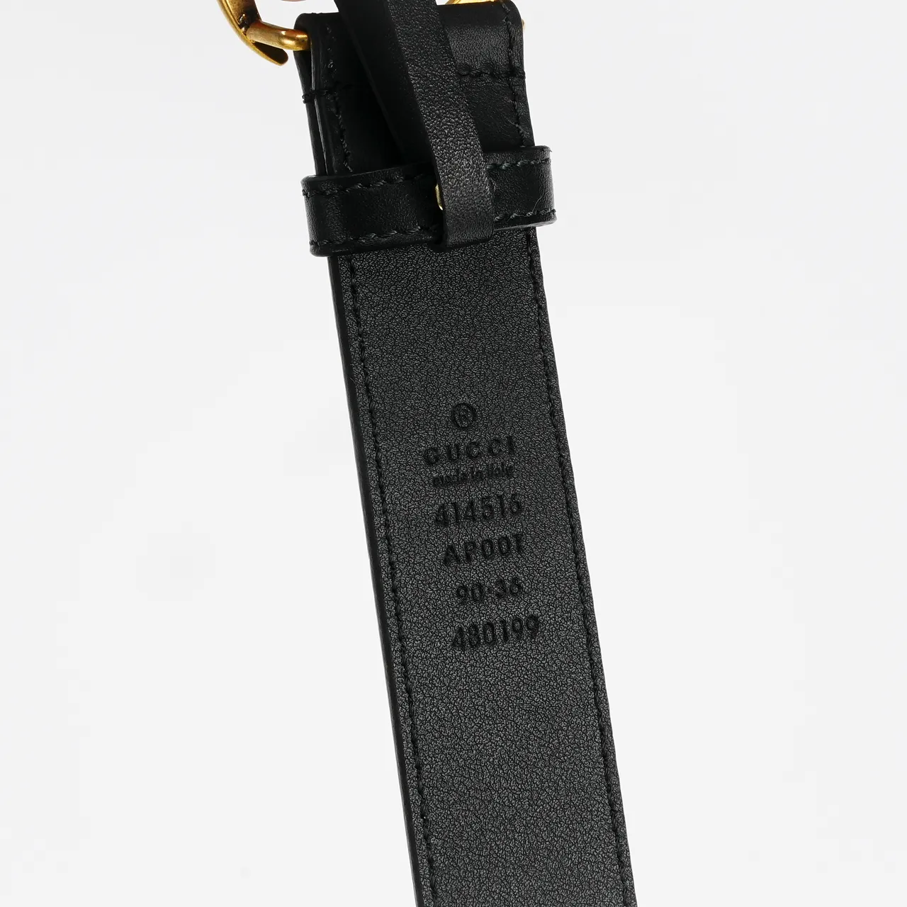 Gucci GG Marmont Black Gold Interlocking Double G Buckle Smooth Leather Belt 3