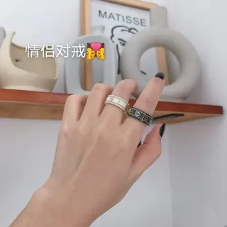 Gucci GG Marmont 黑白 宽带 Interlocking G Logo 戒指
