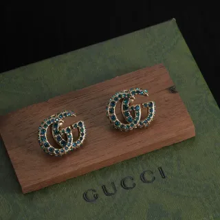 Gucci GG Marmont নীল ক্রিস্টাল Interlocking G স্টাড ইয়াররিংস