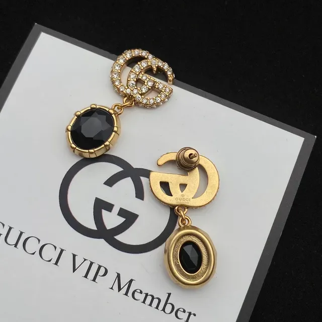 Gucci GG Marmont Double G Crystal and Faceted Stone Earrings 6