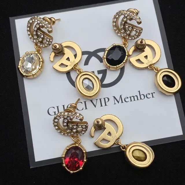 Gucci GG Marmont Double G Crystal and Faceted Stone Earrings 9
