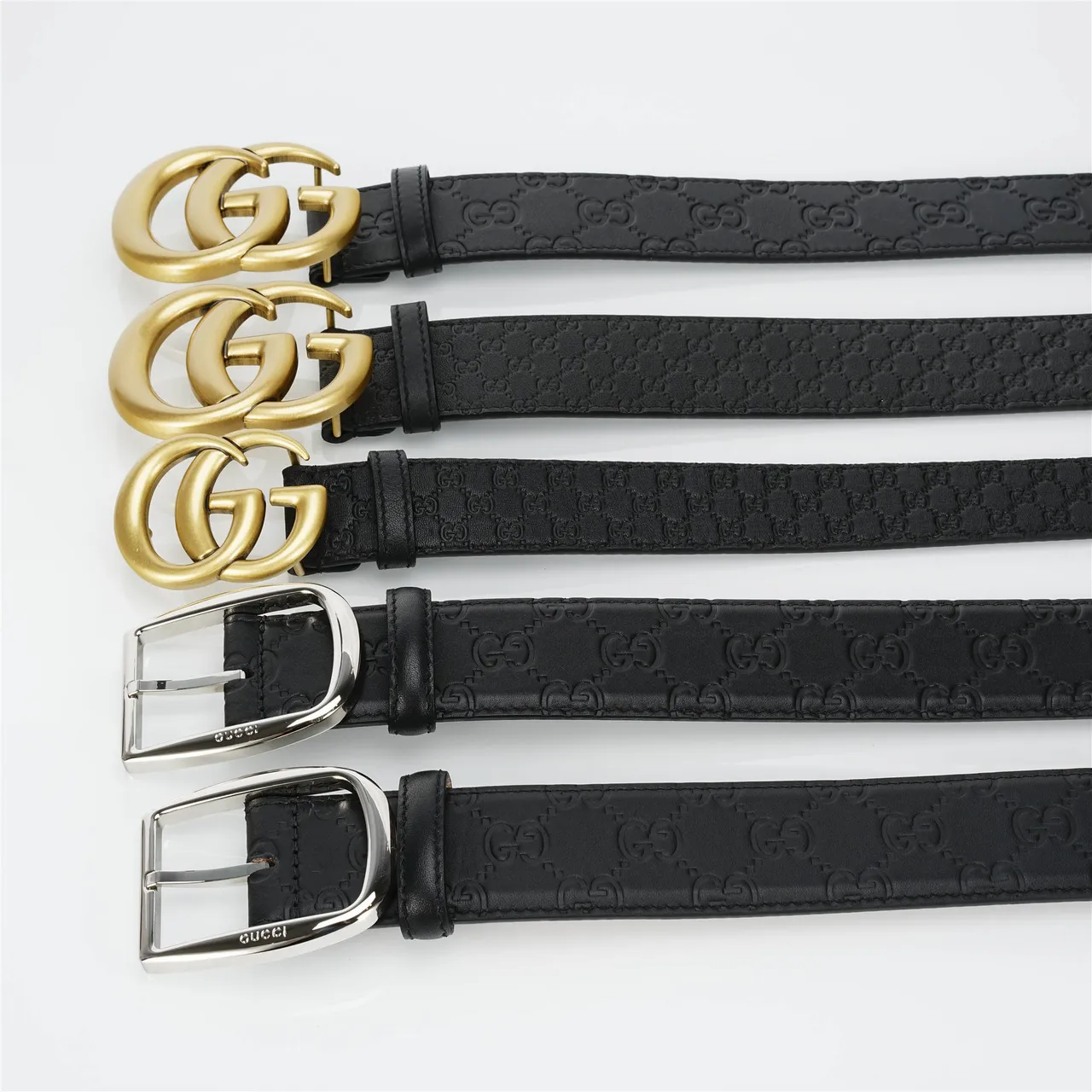Gucci GG Marmont Embossed Black Leather Belt 2