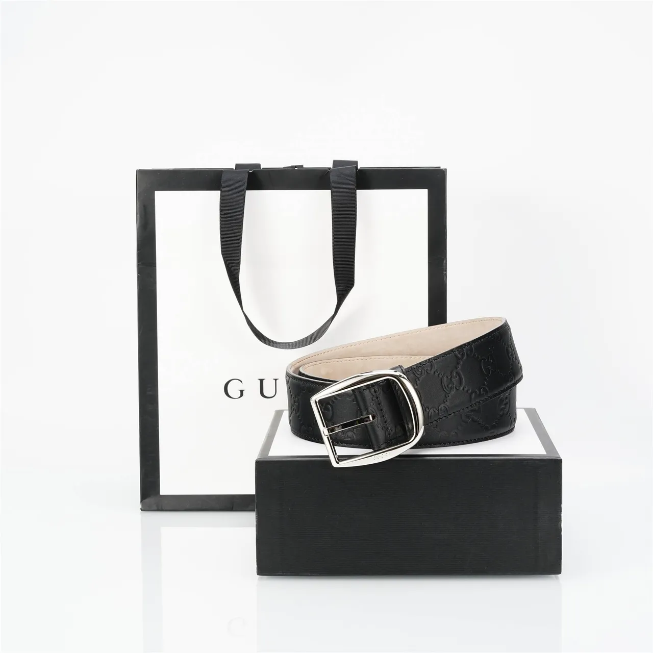 Gucci GG Marmont Embossed Black Leather Belt 4