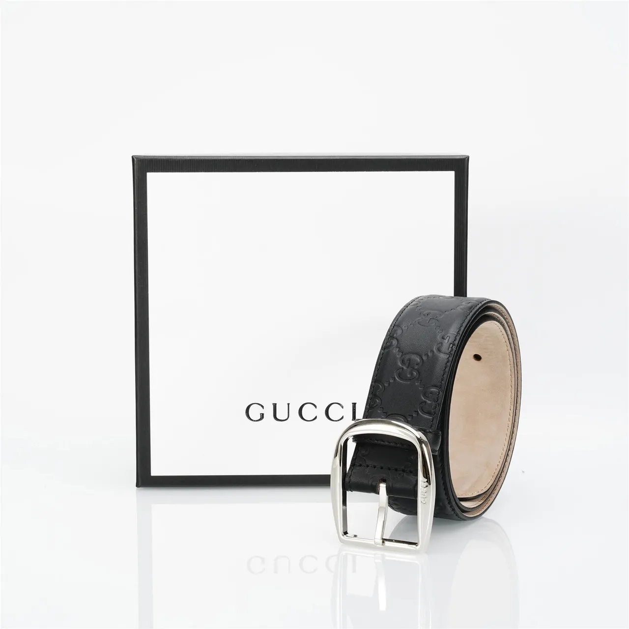 Gucci GG Marmont Embossed Black Leather Belt 5