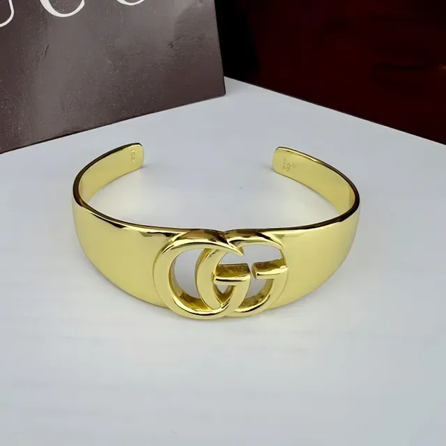 Gucci GG Marmont Gold-Tone Interlocking Double G Open Cuff Bracelet 6