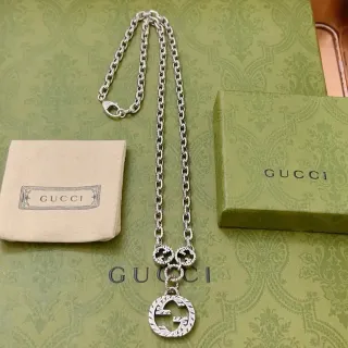 Gucci GG Marmont Interlocking G পেন্ডেন্ট রূপার নেকলেস