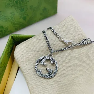 Gucci GG Marmont Interlocking G Snake-Scale Pendant Necklace