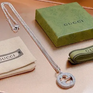 Gucci GG Marmont Pavé Interlocking G Pendant Necklace
