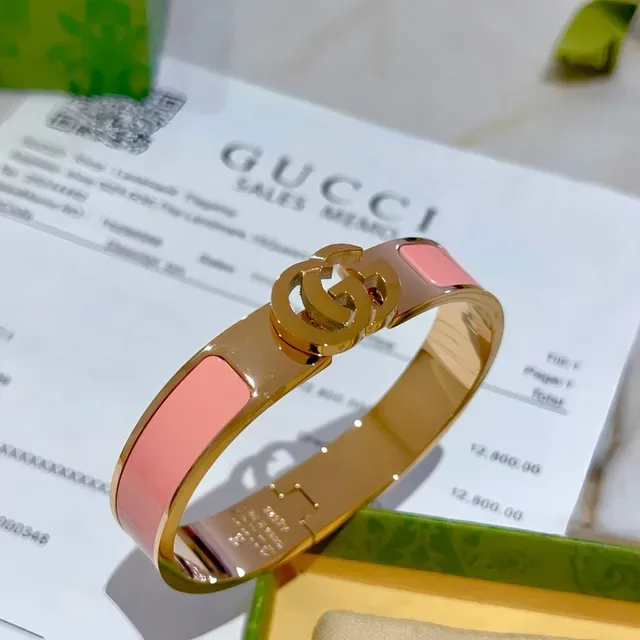 Gucci GG Marmont سوارة إنامل وردي ذهبي الدرجة صلبة 7