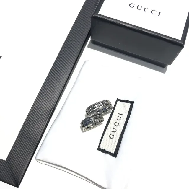 Gucci GG Marmont Silver Black Square Pendant Interlocking G Motif Necklace 4