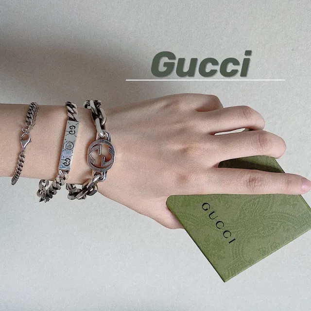 Gucci GG Marmont Bracelet chaîne G entrelacé ton argent 2