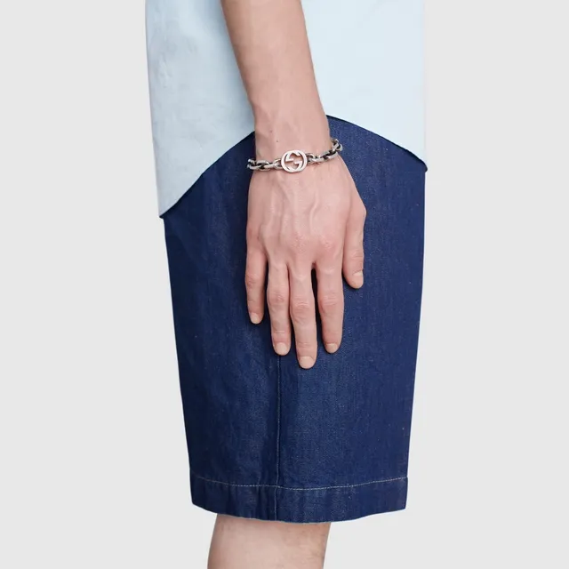 Gucci GG Marmont Bracelet chaîne G entrelacé ton argent 4