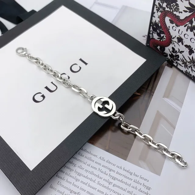 Gucci GG Marmont Bracelet chaîne G entrelacé ton argent 5