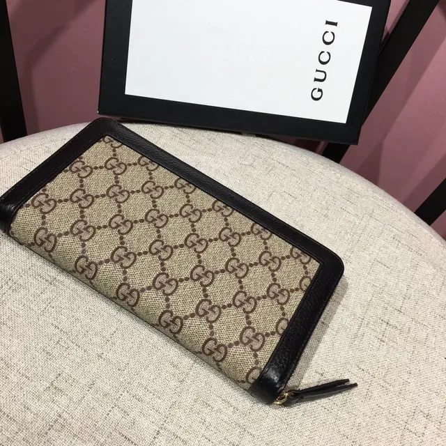 Gucci GG Supreme Beige and Black Long Wallet 7