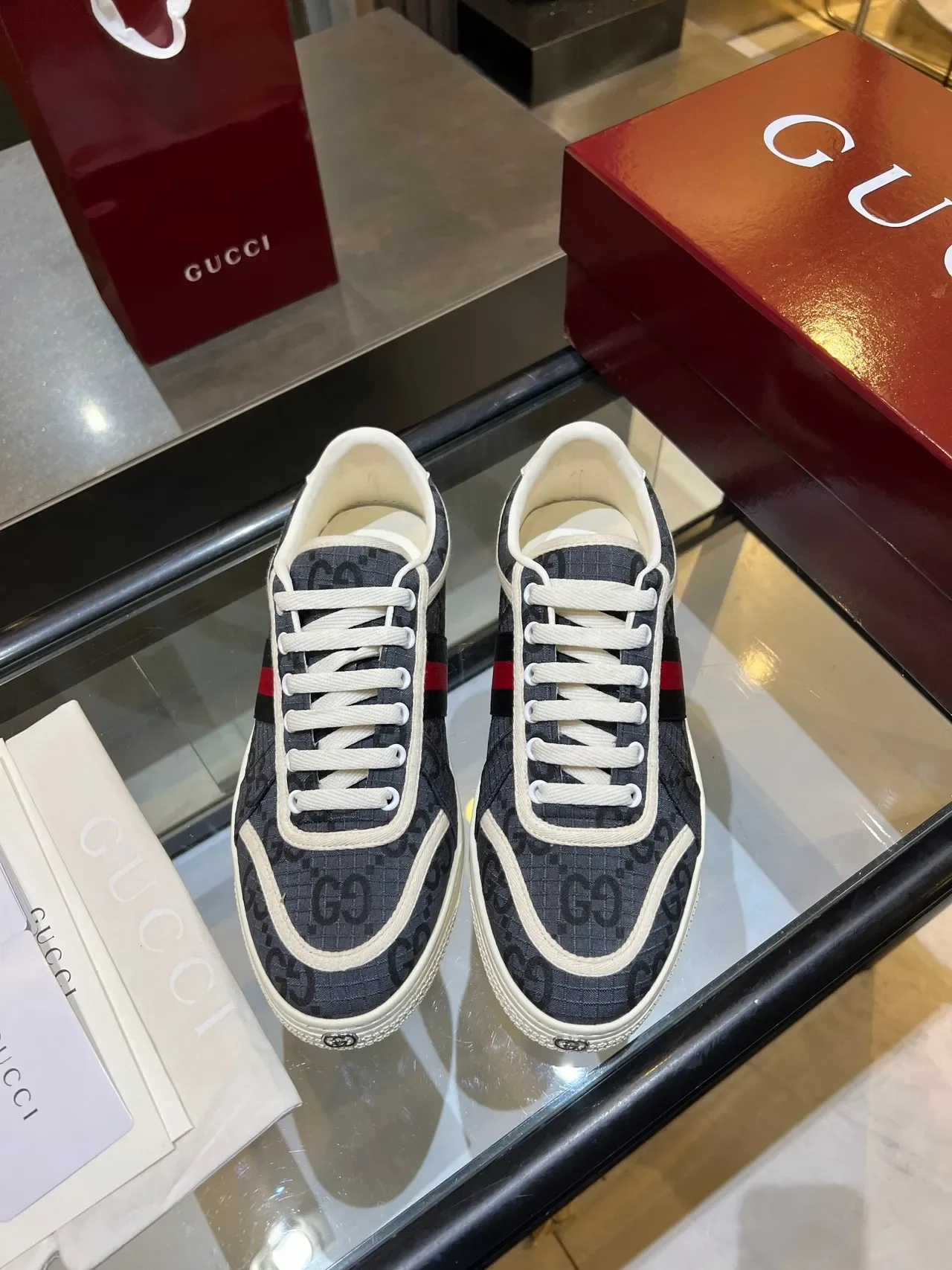 Gucci GG Tennis 1977 Monogram Web Stripe sneakers lifestyle 2
