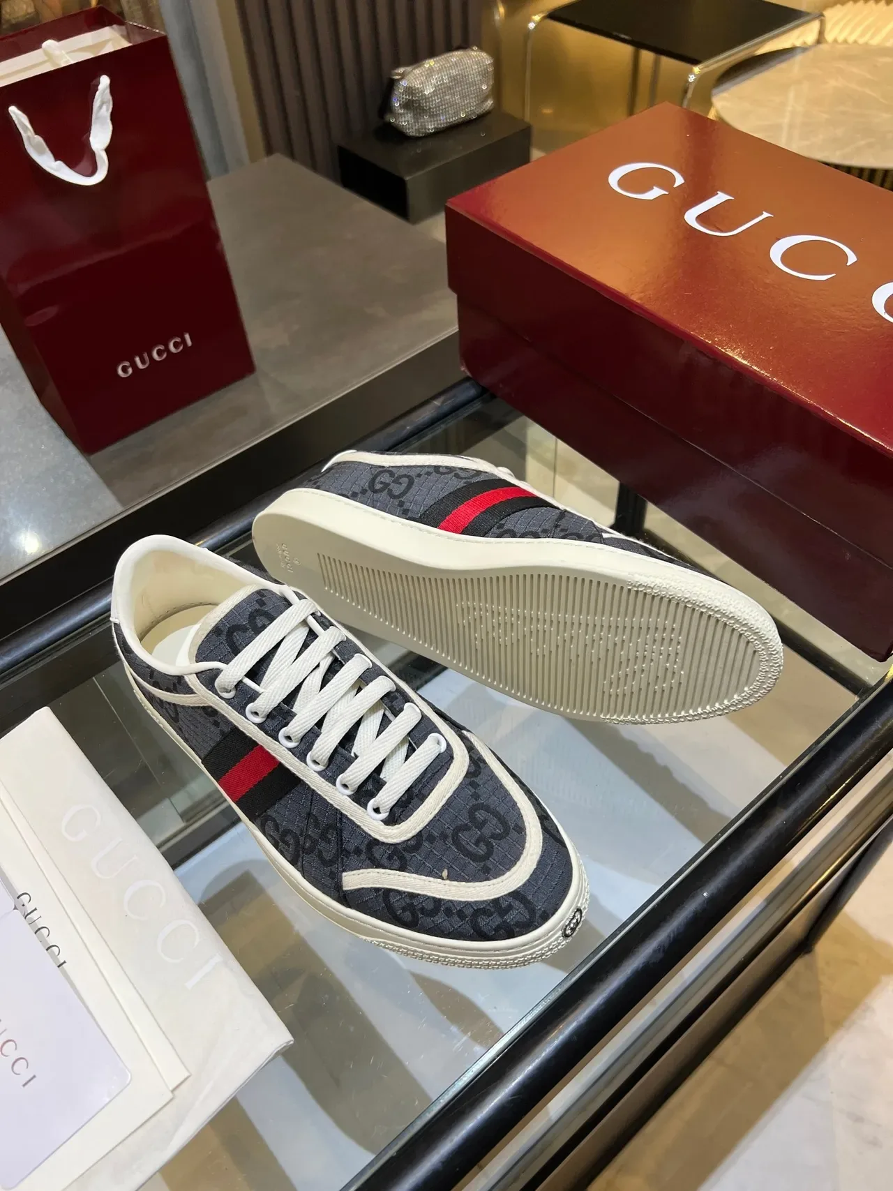 Gucci GG Tennis 1977 Monogram Web Stripe sneakers lifestyle 4