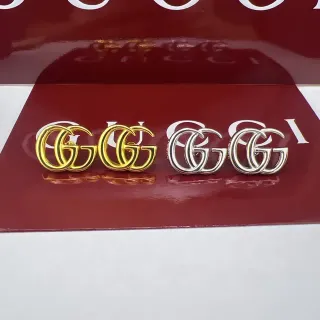 Gucci সোনা চাঁদি ইন্টারলকিং ডাবল জি মোটিফ পলিশড মেটাল ইয়ারিংস