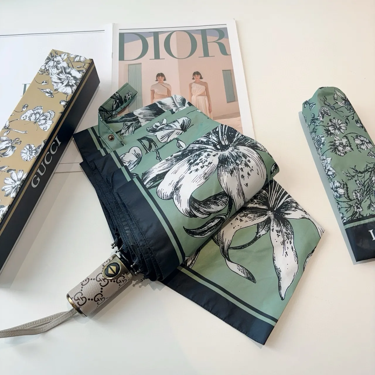Gucci সবুজ কালো ফুল বোটানিক্যাল প্রিন্ট গ্রেডিয়েন্ট ক্যানোপি হ্যান্ডব্যাগ 3
