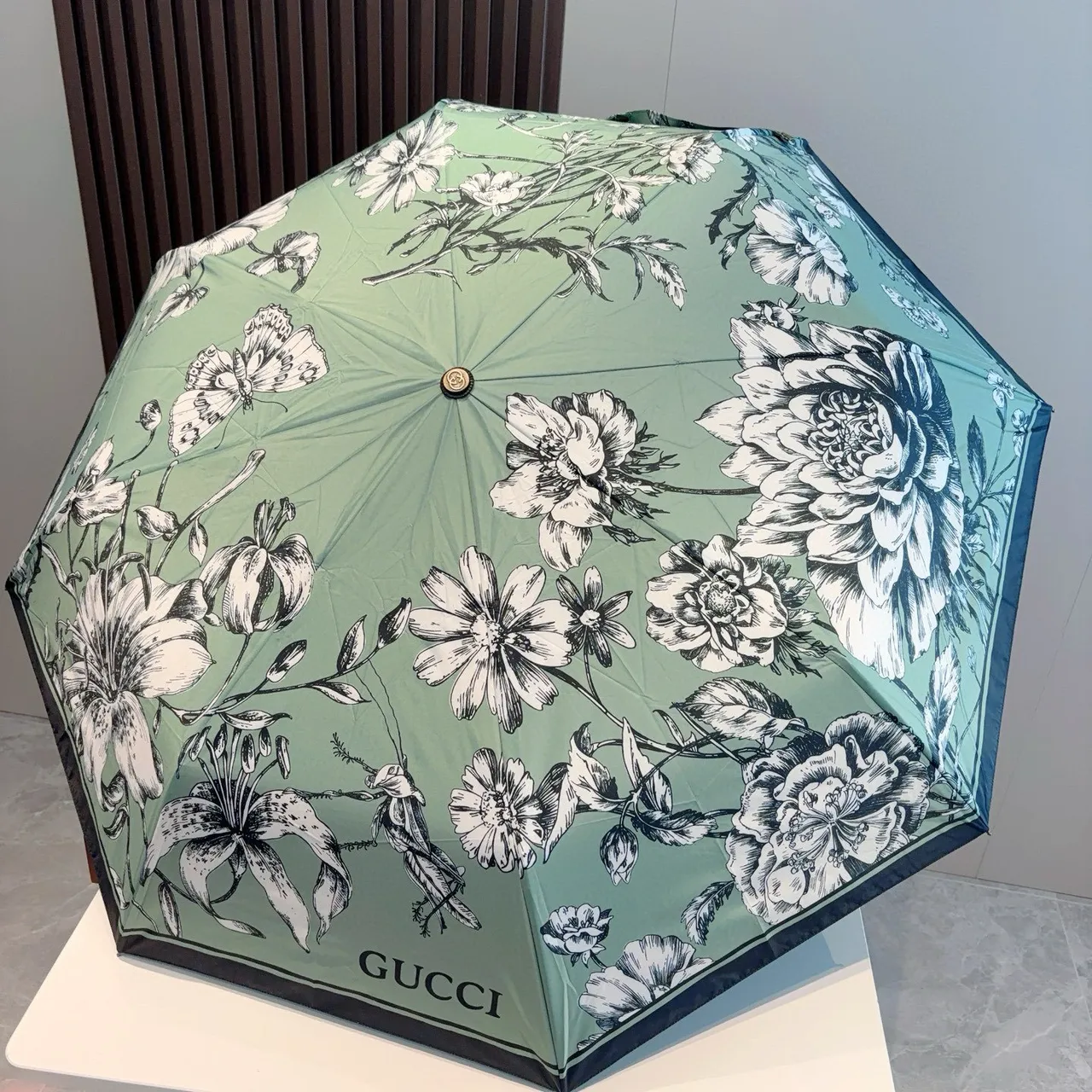 Gucci সবুজ কালো ফুল বোটানিক্যাল প্রিন্ট গ্রেডিয়েন্ট ক্যানোপি হ্যান্ডব্যাগ 10