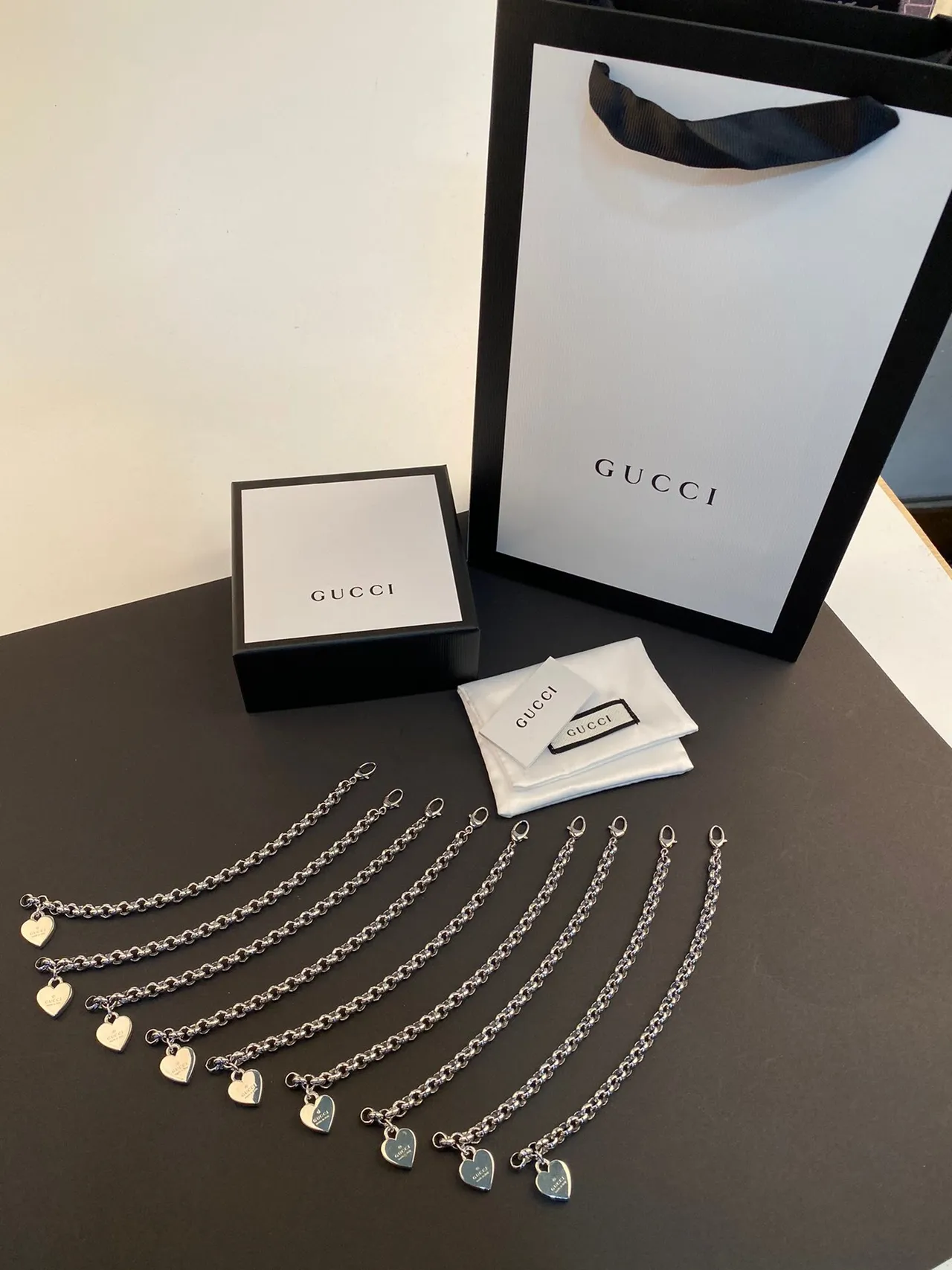 Gucci Heart Charm Chunky Chain Bracelet 5