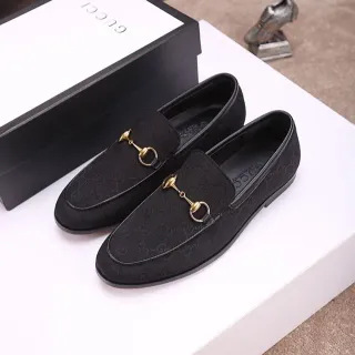 Gucci Horsebit 1955 黑色 GG Monogram 帆布 乐福鞋