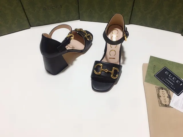 Gucci Horsebit 1955 Black Leather Gladiator Sandals 7